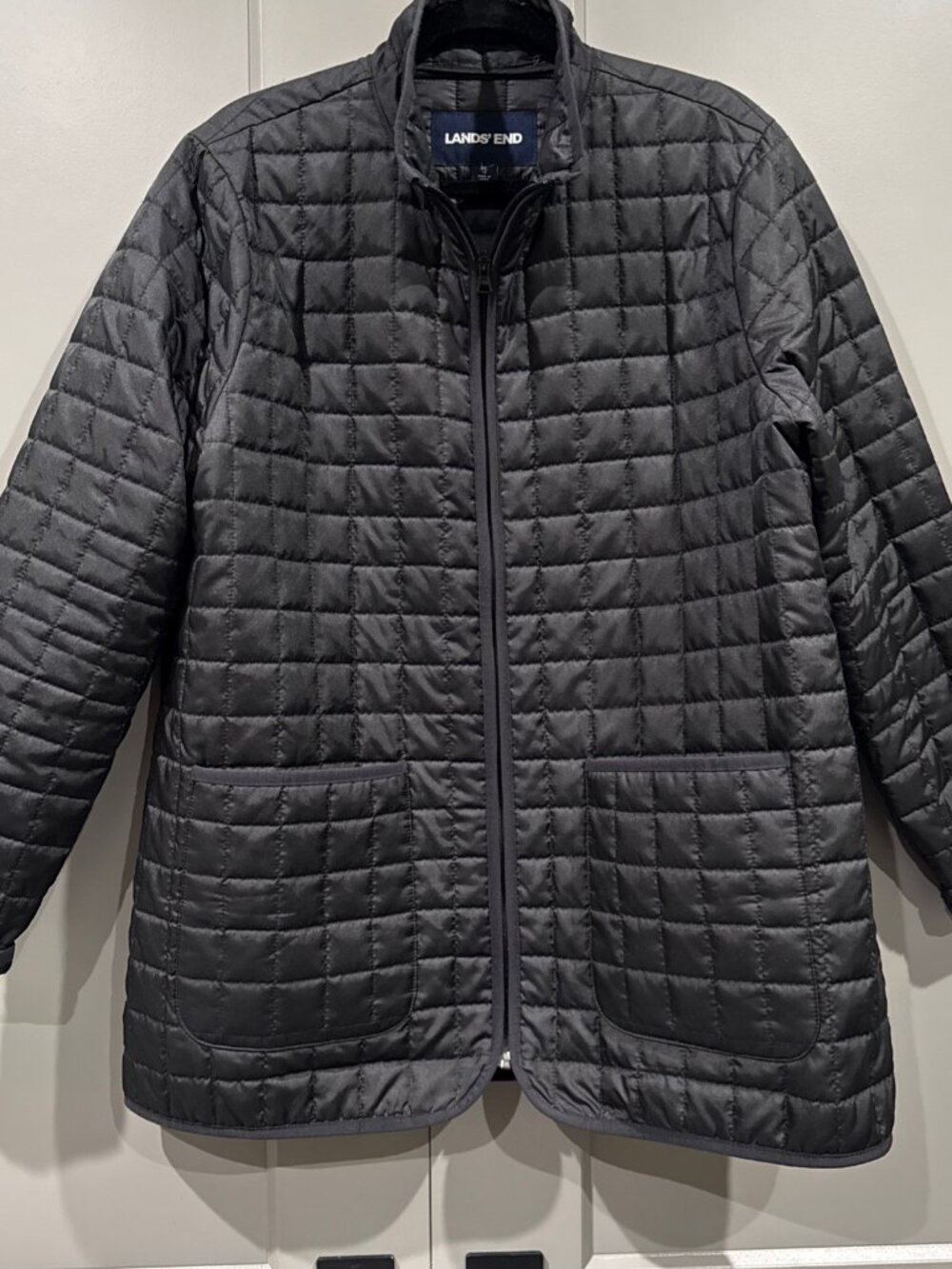 Lands' End Jacket Womens XL (18) Black Quilted Insulated PrimaLoft Zip Warm Coat